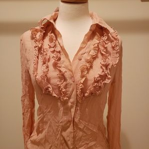 Moda by Victoria Secret Silk Ruffle Blouse XS